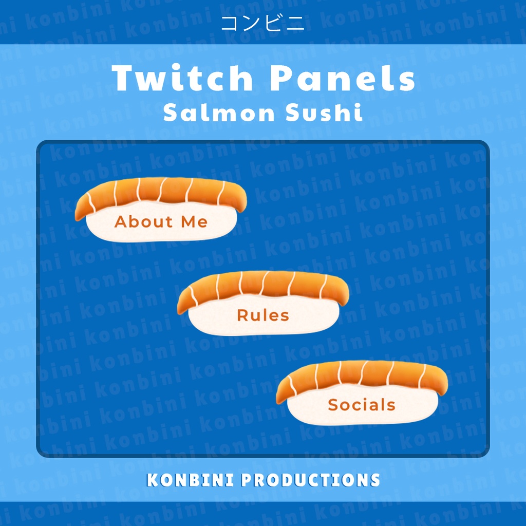 Twitch Panel Assets - Cute 可愛い Salmon Sushi Panels