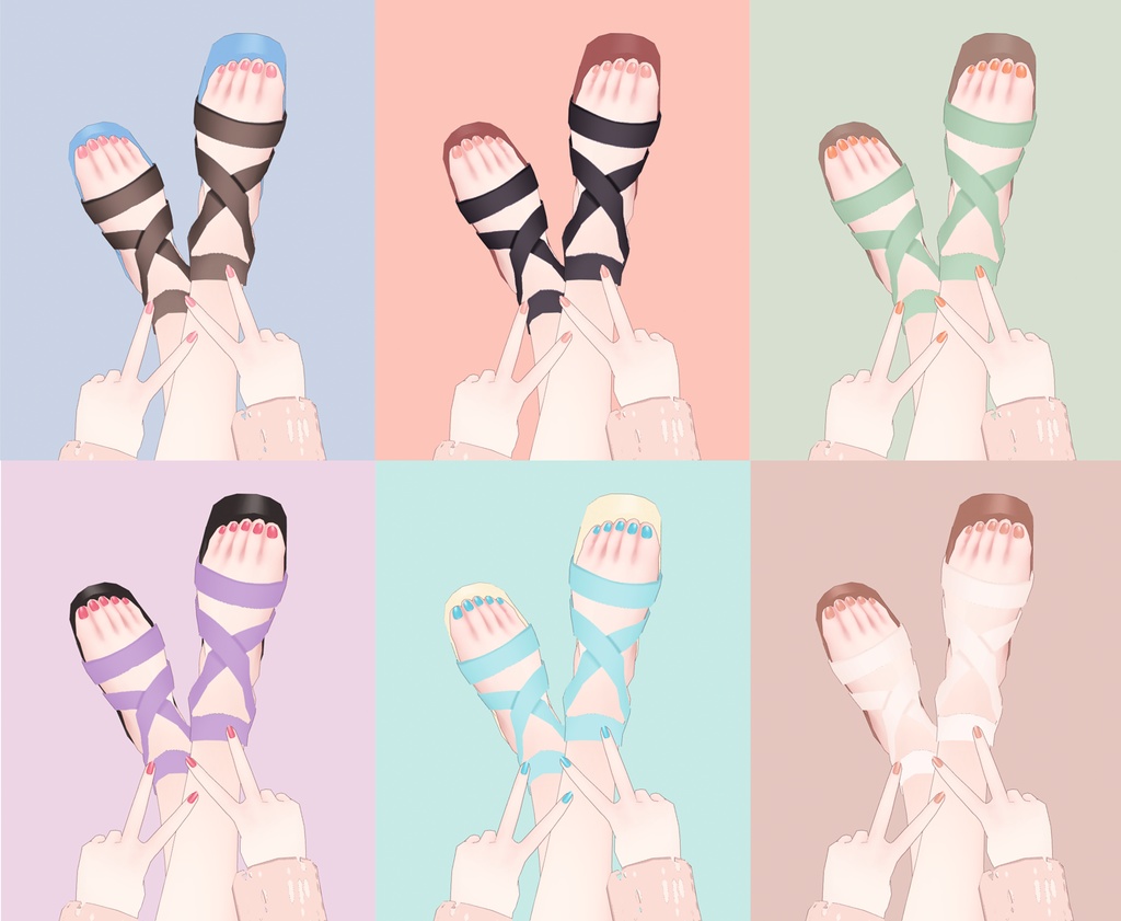 【VRoid】プラットフォームサンダル ネイルセット