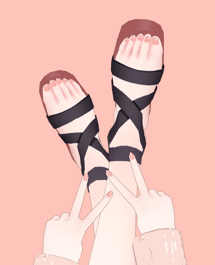 【VRoid】プラットフォームサンダル ネイルセット