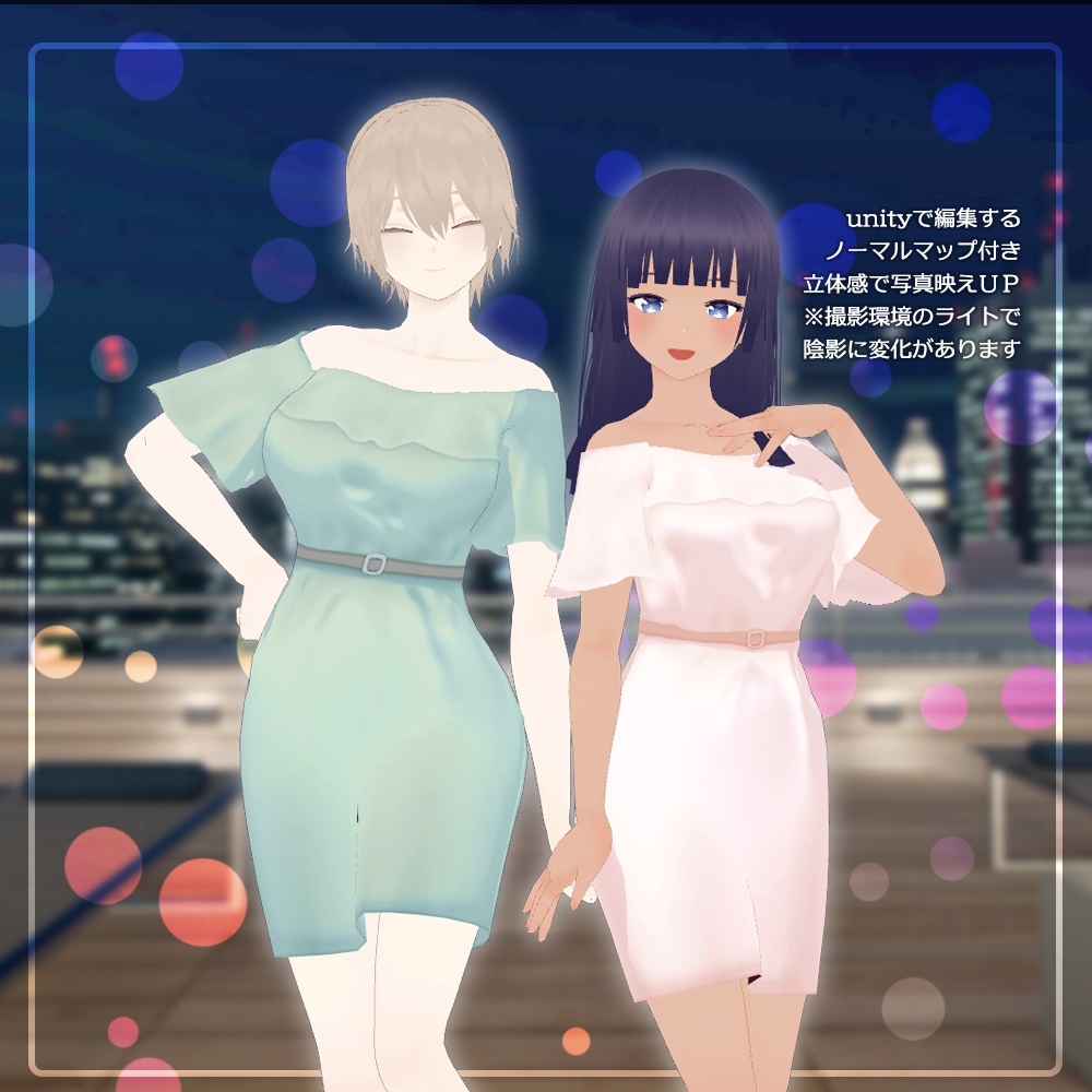 【無料有】オフショルミニワンピ #VRoid