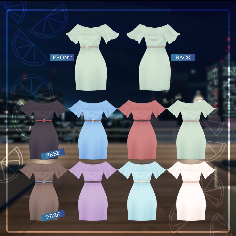 【無料有】オフショルミニワンピ #VRoid