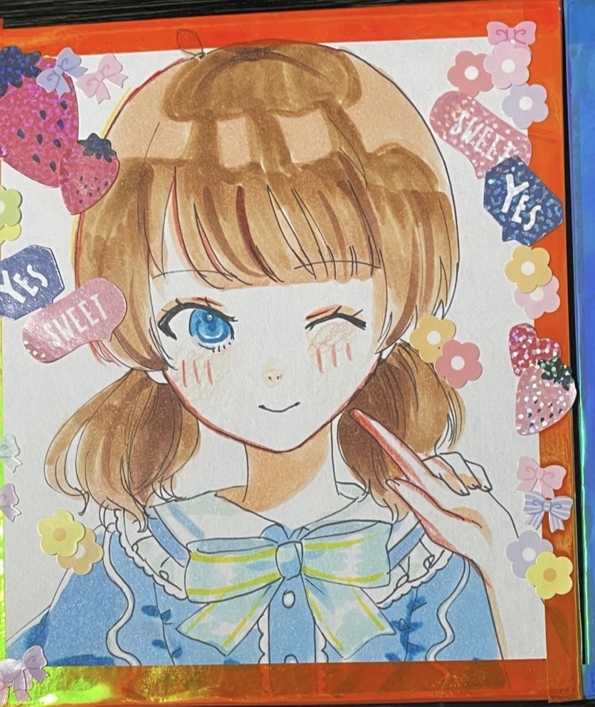 c101 手描き色紙