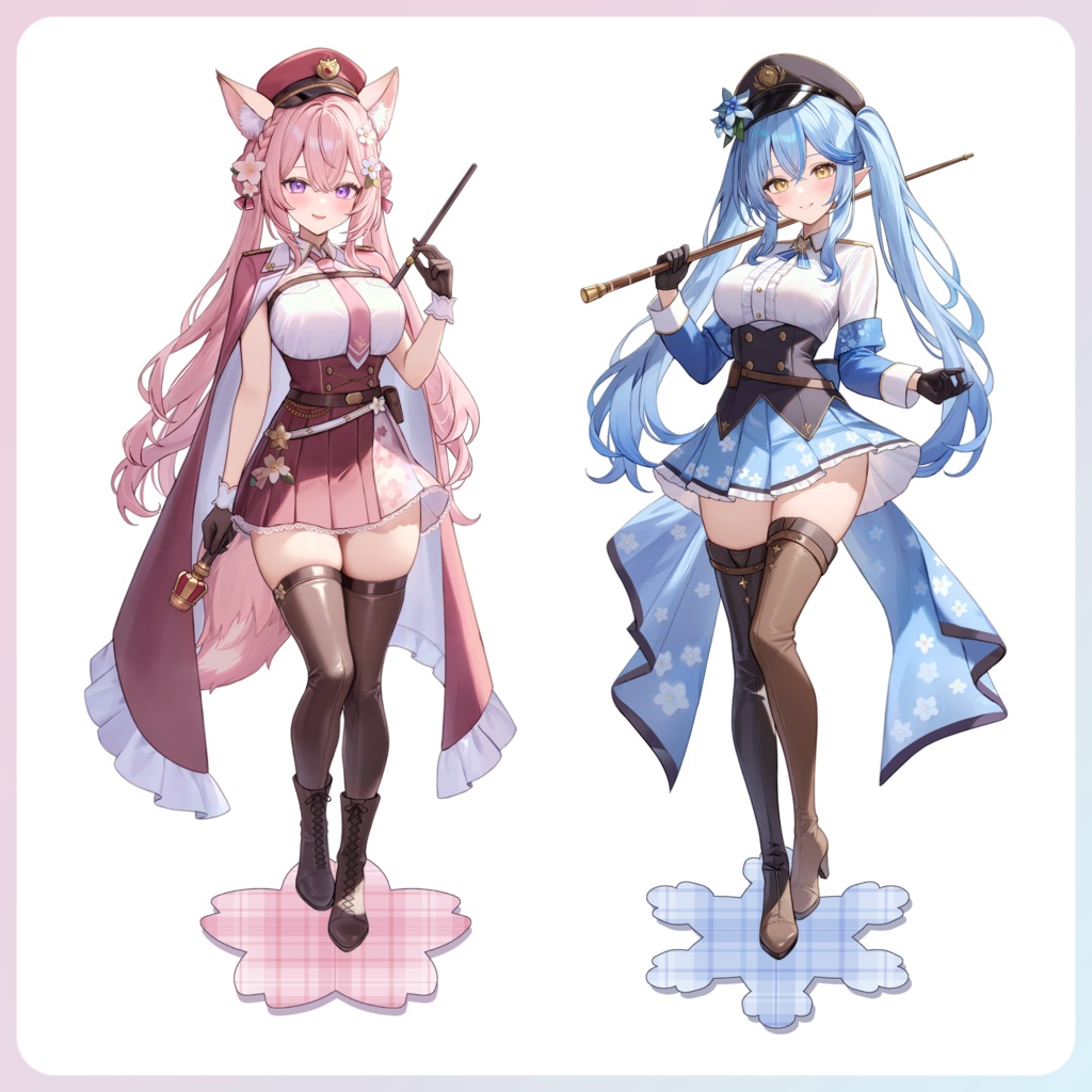 ホロクル9th】雪花ラミィ／博衣こより アクリルスタンド 軍服ver.（非