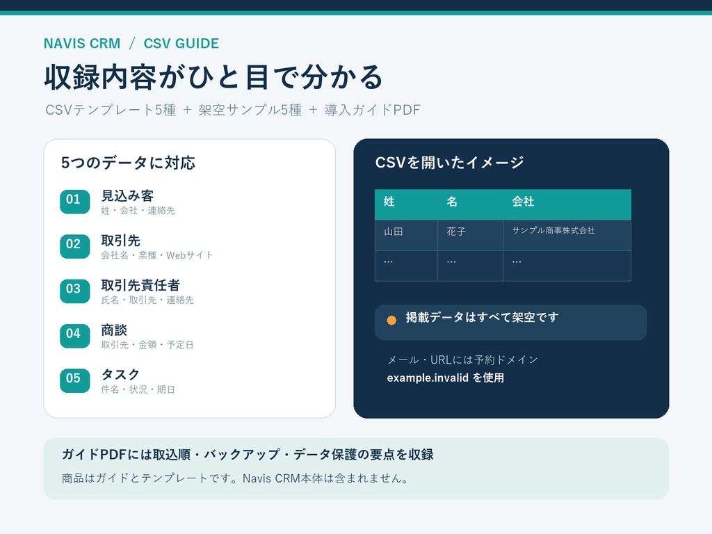 Navis CRM CSV取込ガイド&テンプレート集