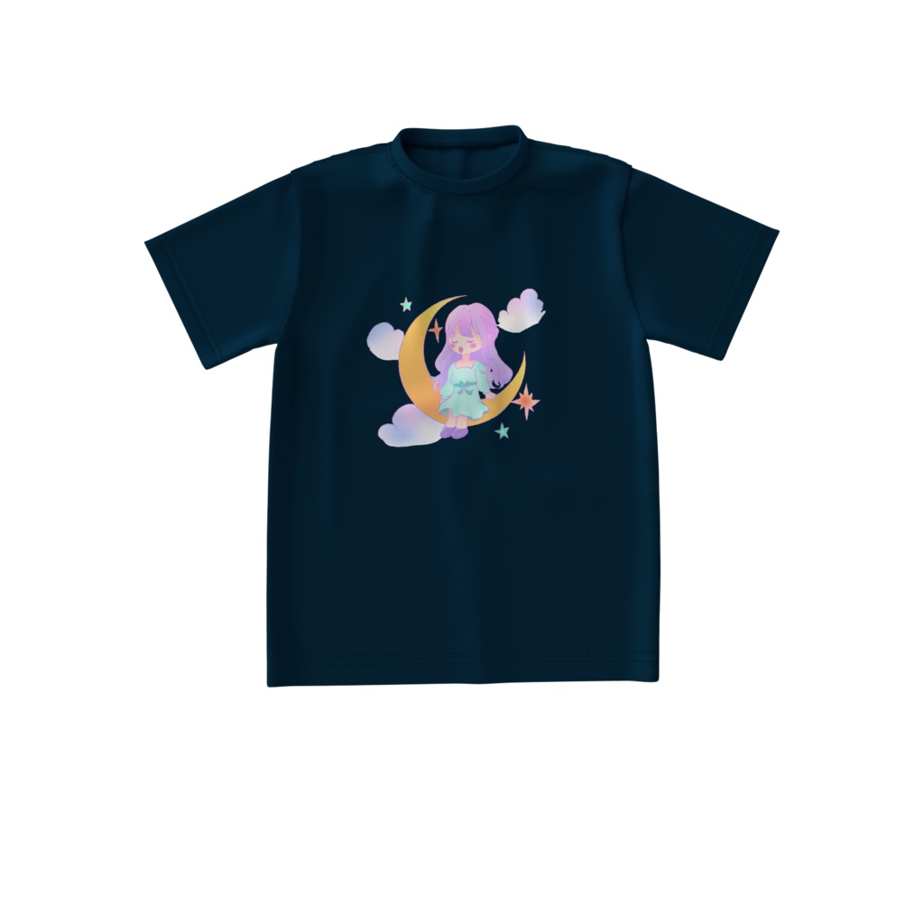 月の少女 ビッグシルエットTシャツ(ネイビー) S、M、L、XL