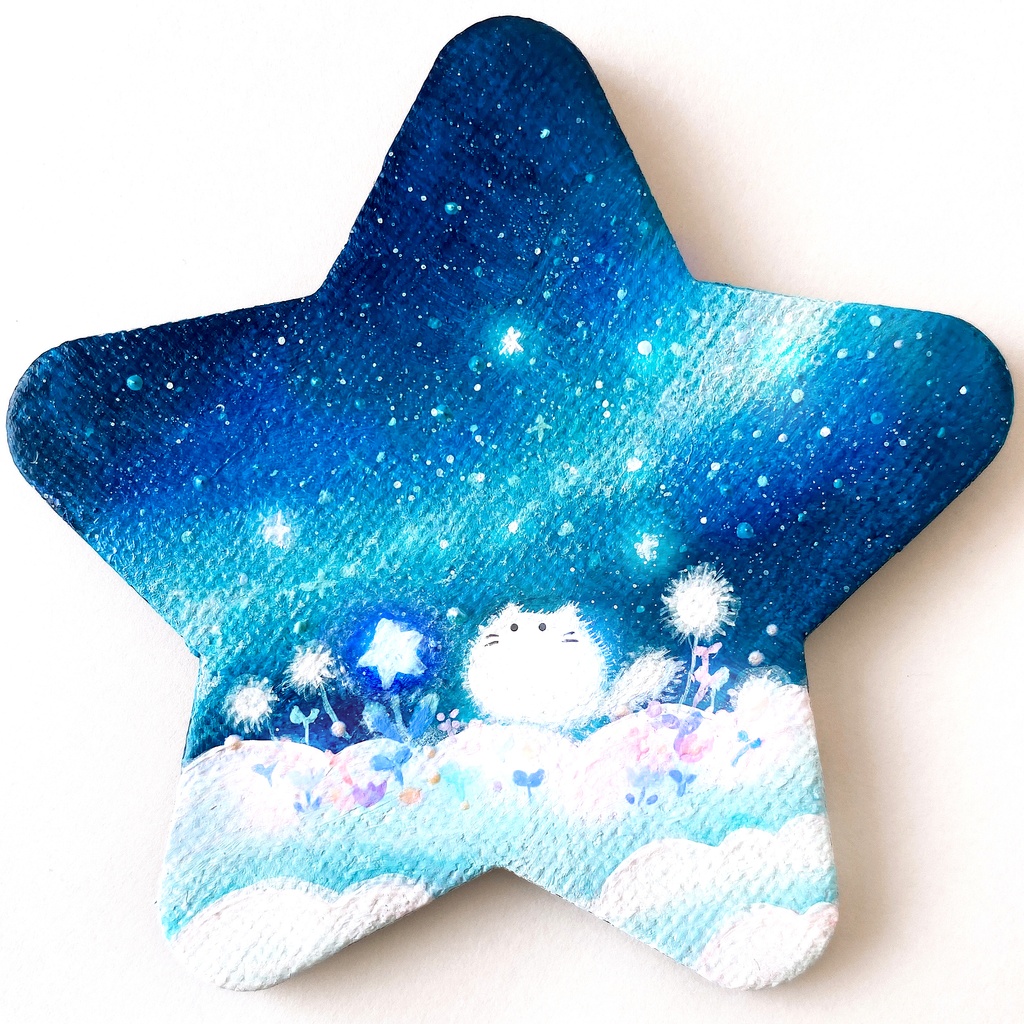 星型のキャンバス　ほわほわねこちゃん