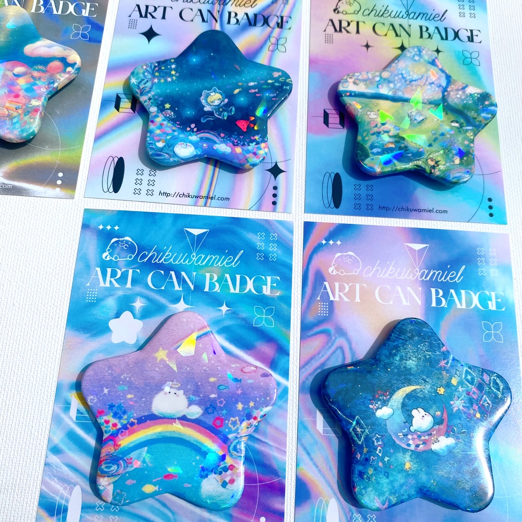 【ランダムくじ】キラキラ星型缶バッチ