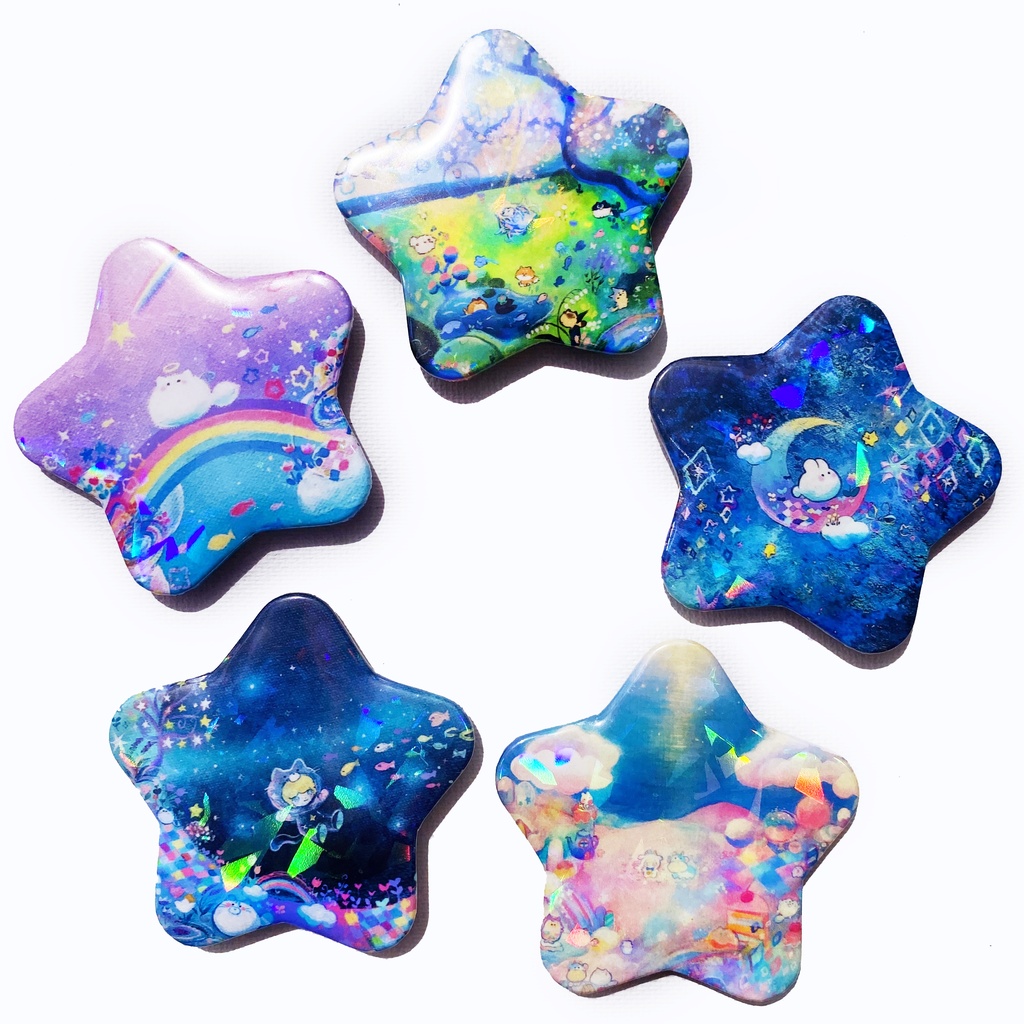 【ランダムくじ】キラキラ星型缶バッチ