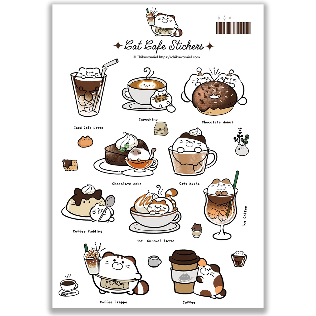 ねこちゃんの透明シール「令和カフェ」