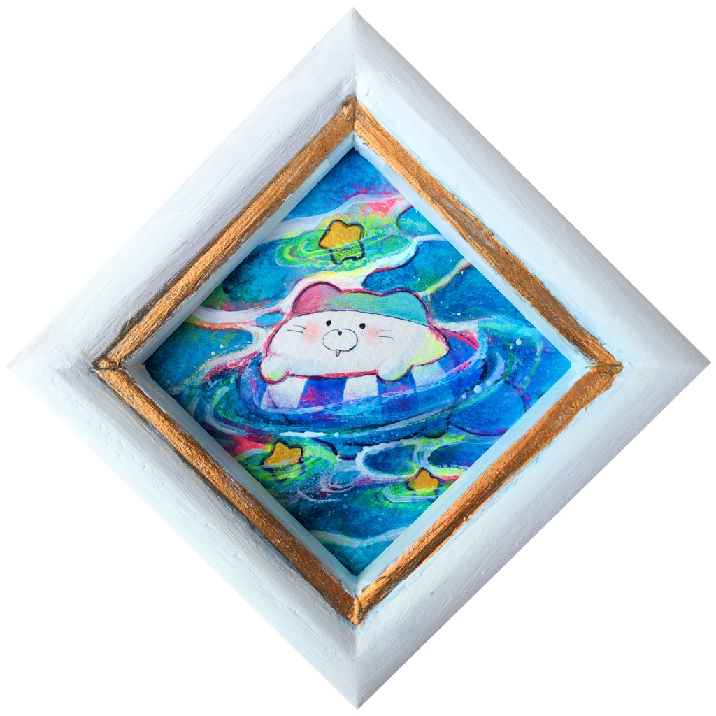 原画① 泳ぎねこちゃん