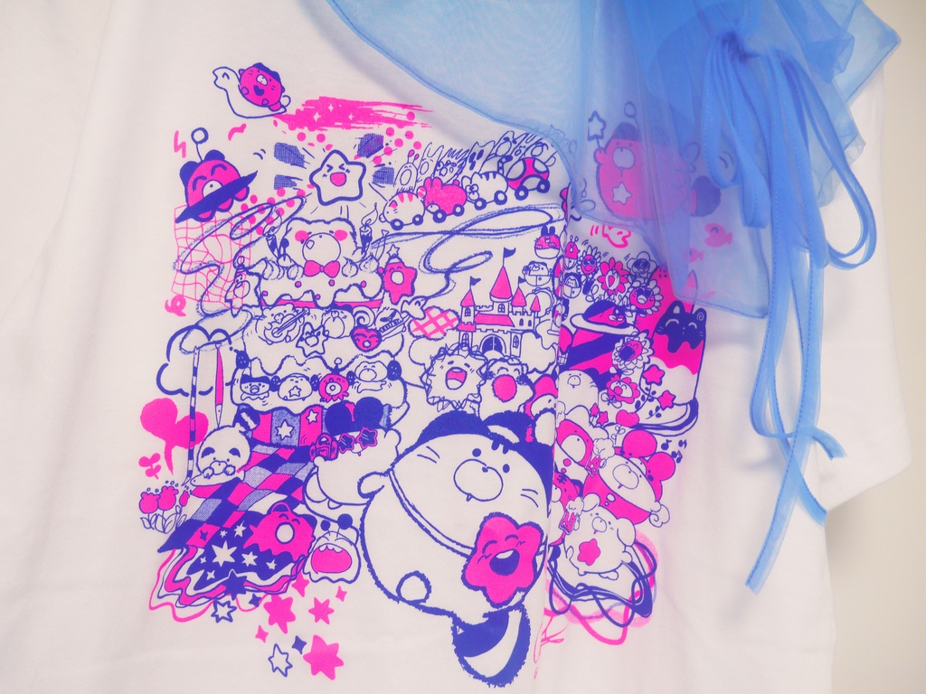 【限定】「おわらないぱーTシャツ」蛍光ピンク×ブルー