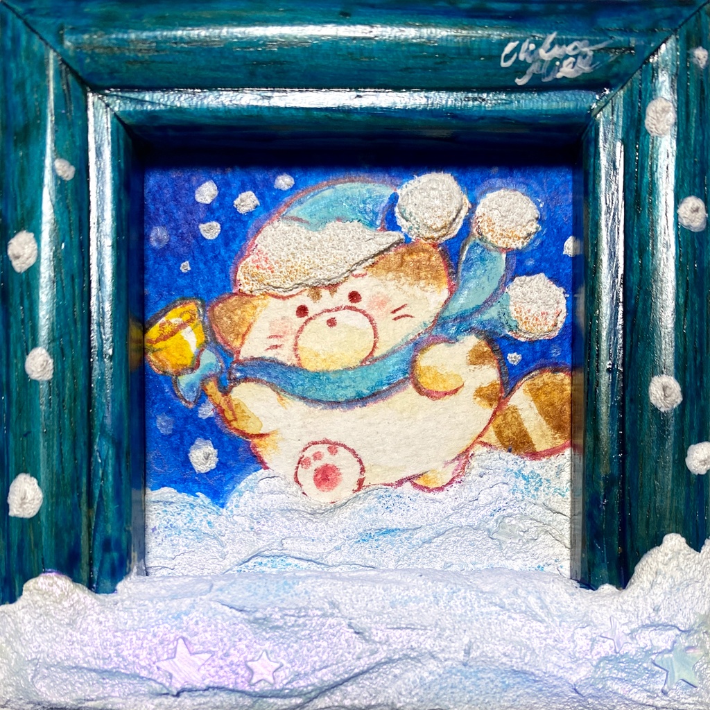 原画① もこもこ雪の日ちーくん