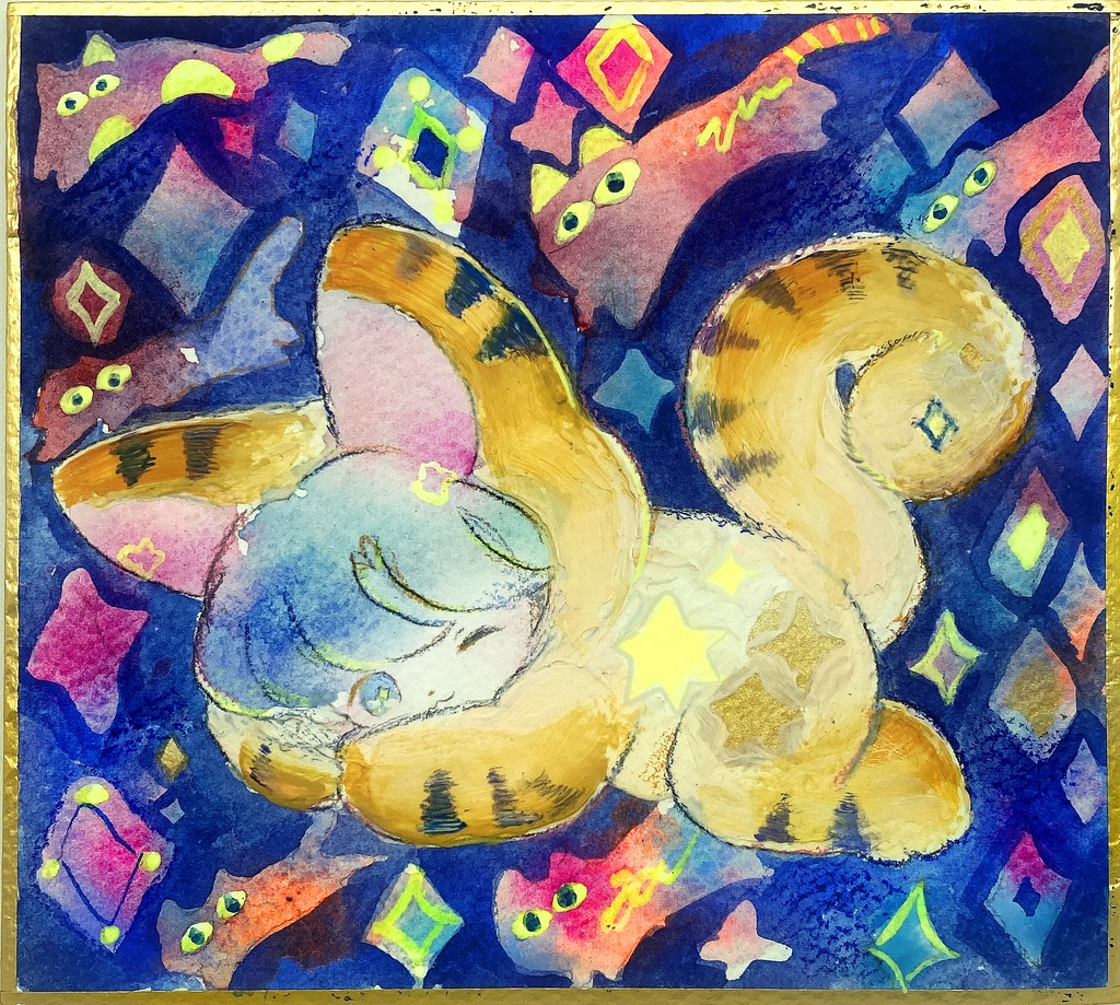 色紙原画 猫アート３　きじとら