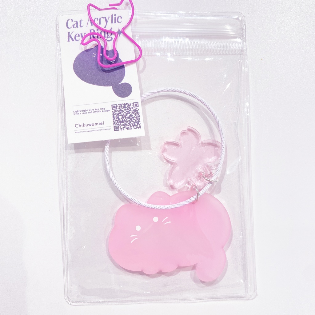 ねこちゃんワイヤーキーリング① 桜もちねこ