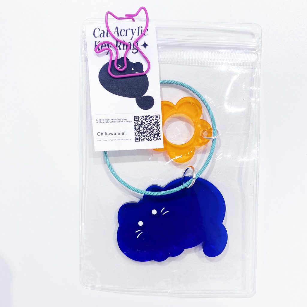 ねこちゃんワイヤーキーリング④　夜空ねこ ミントグリーン