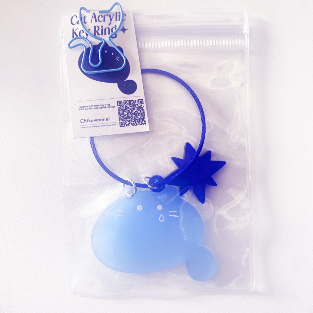 ねこちゃんワイヤーキーリング⑤　雨ねこ