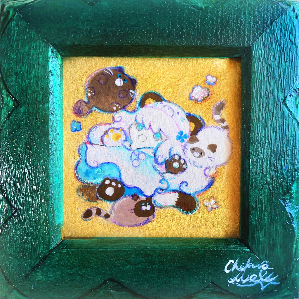 手彫り額入り原画③ Clover