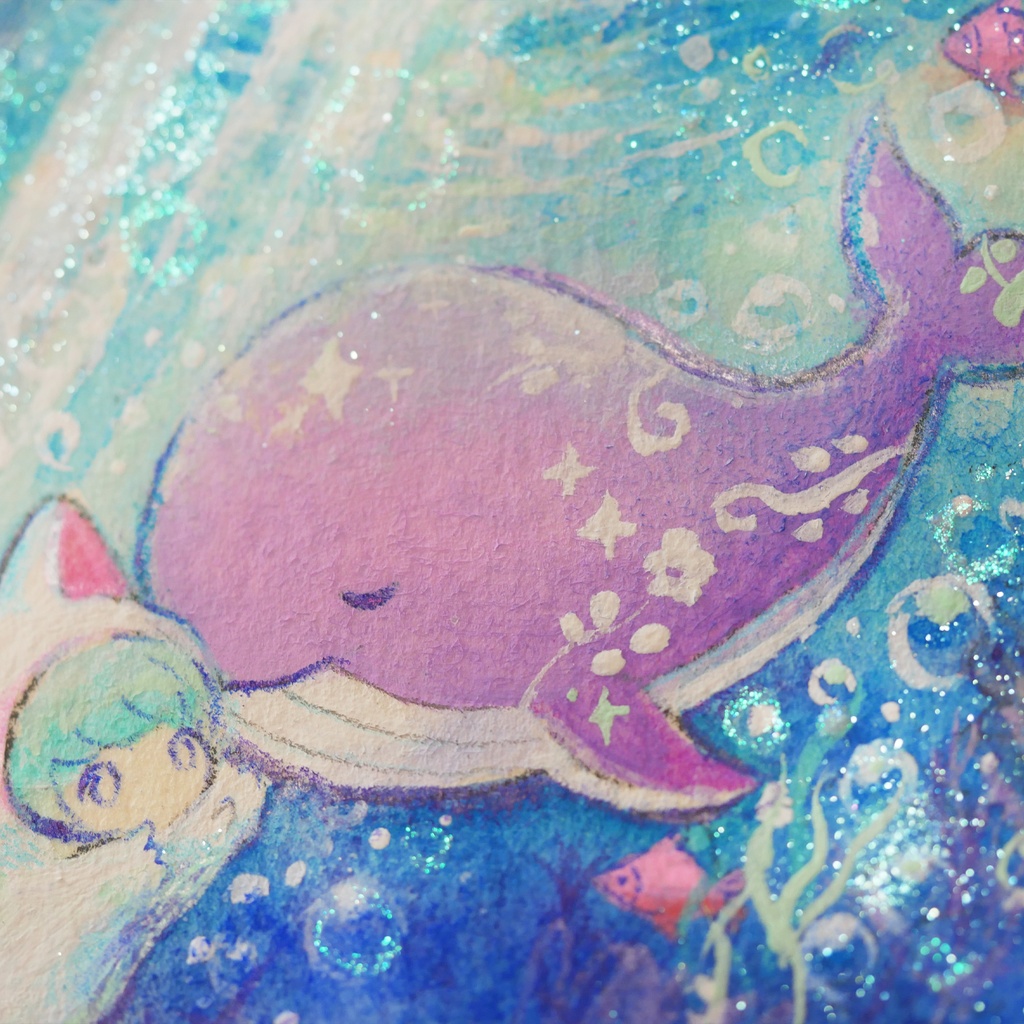 手彫り額入り原画① Seabed