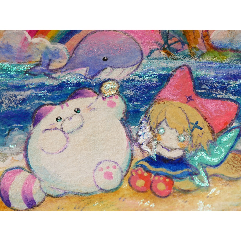 手彫り額入り原画② Beachcombing