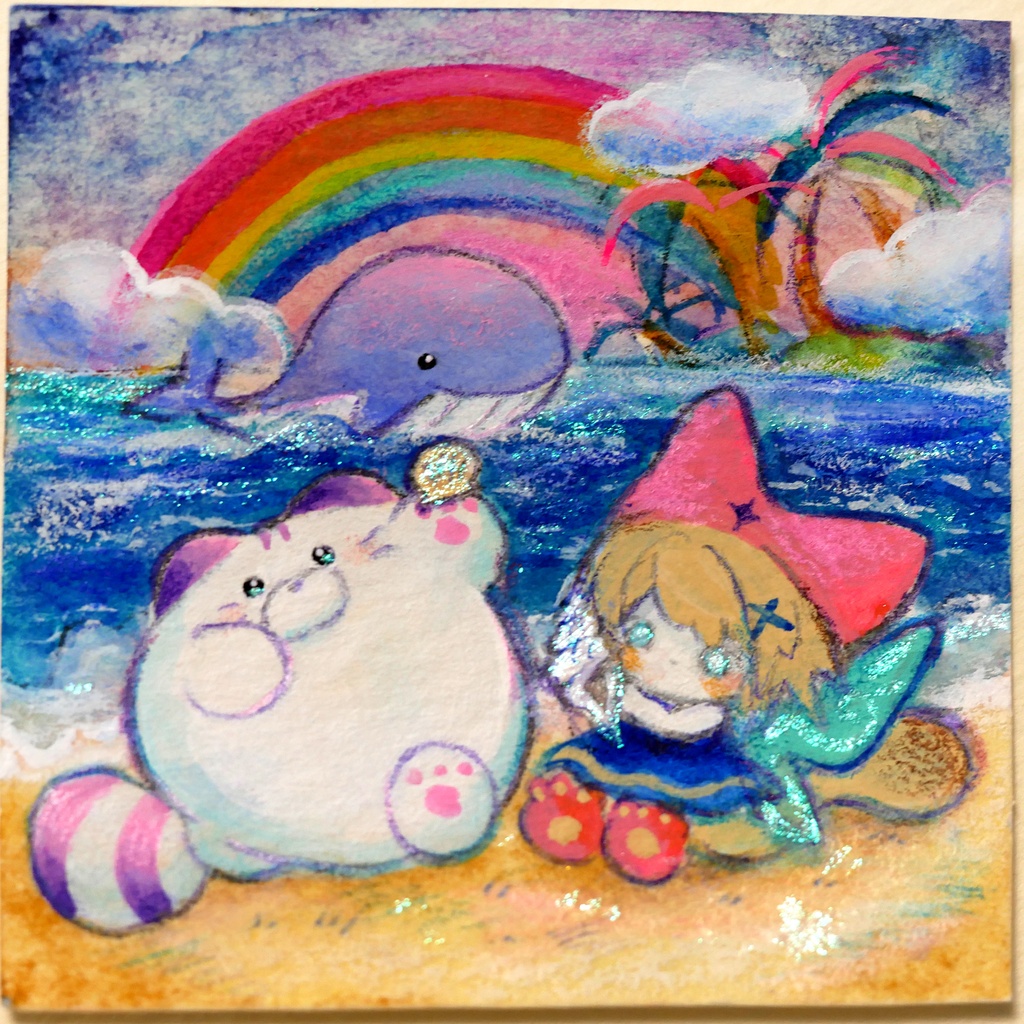 手彫り額入り原画② Beachcombing