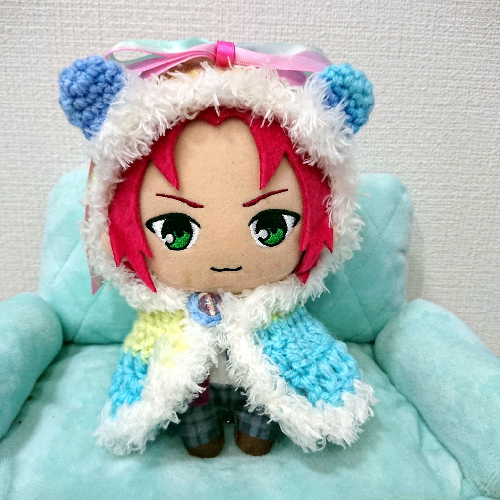 ぬいぐるみ用ポンチョ くま_レインボー