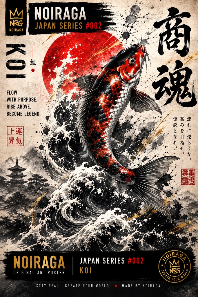 KOI|NOIRAGA JAPAN SERIES #002|A3 Digital Art Poster