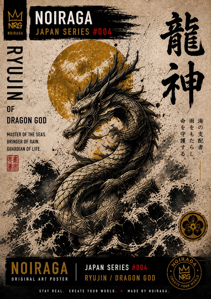 RYUJIN - DRAGON GOD|NOIRAGA JAPAN SERIES #004|A3 Digital Art Pos