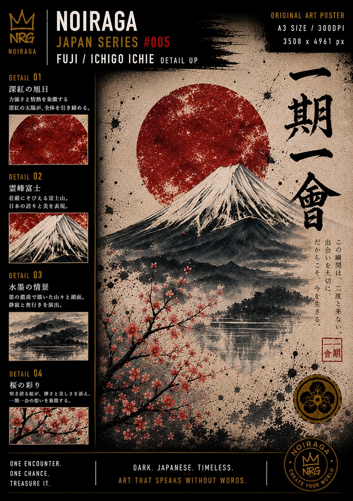 FUJI - ICHIGO ICHIE|NOIRAGA JAPAN SERIES #005|A3 Digital Art Poster