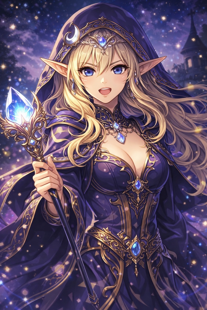 金髪エルフ魔法使いの表情差分セット