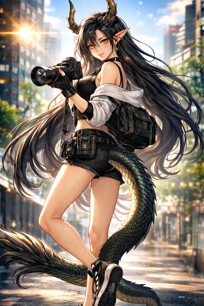 一瞬を逃さない、クールな黒龍のフォトグラファー