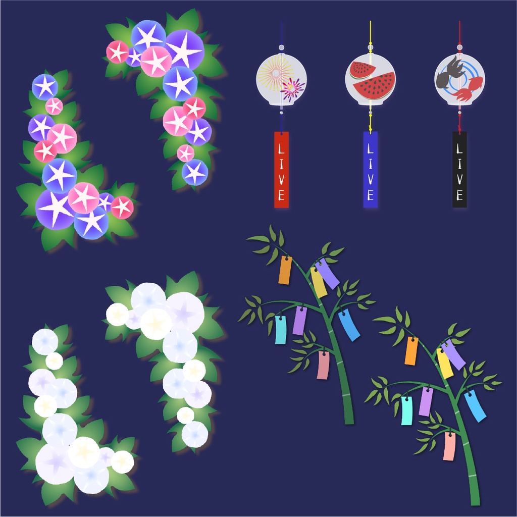 【無料あり】朝顔・昼顔の和風配信画面【オーバーレイ】