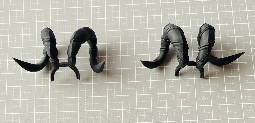 試作巻き角セット 冥獄の黒羊角