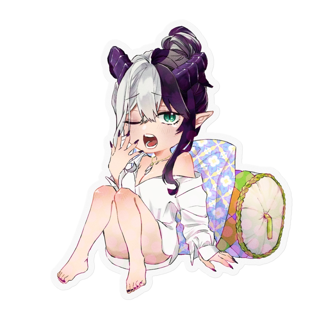 白魔ベル　ねむねむ部屋着クリアステッカー