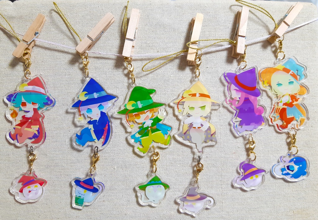 【アクリルストラップ】魔法使い(使い魔チャーム付き)