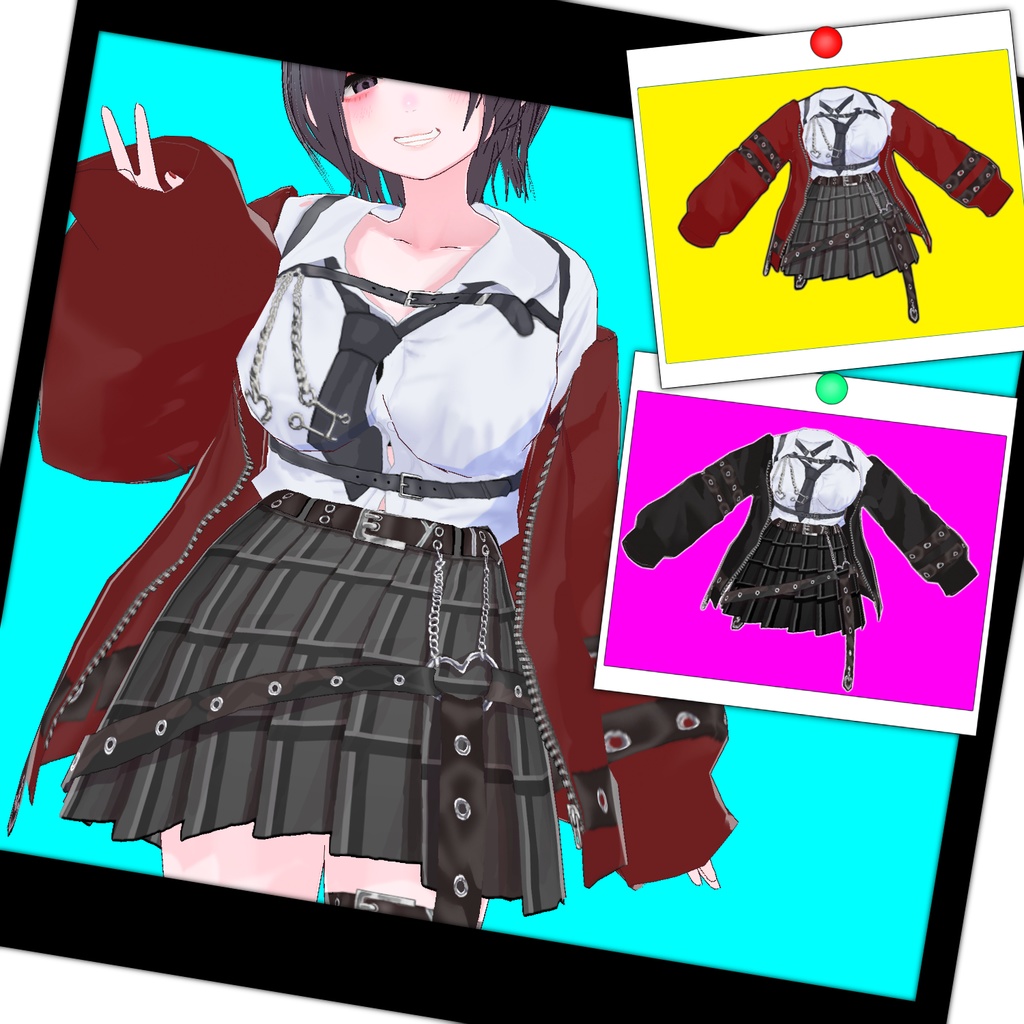 ［衣装 vroidファイル］パンク風制服(別色)