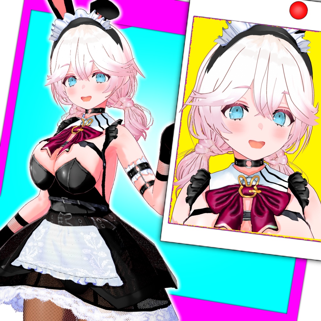 ［髪型 衣装 vroidファイル］バニーメイド服+おさげ