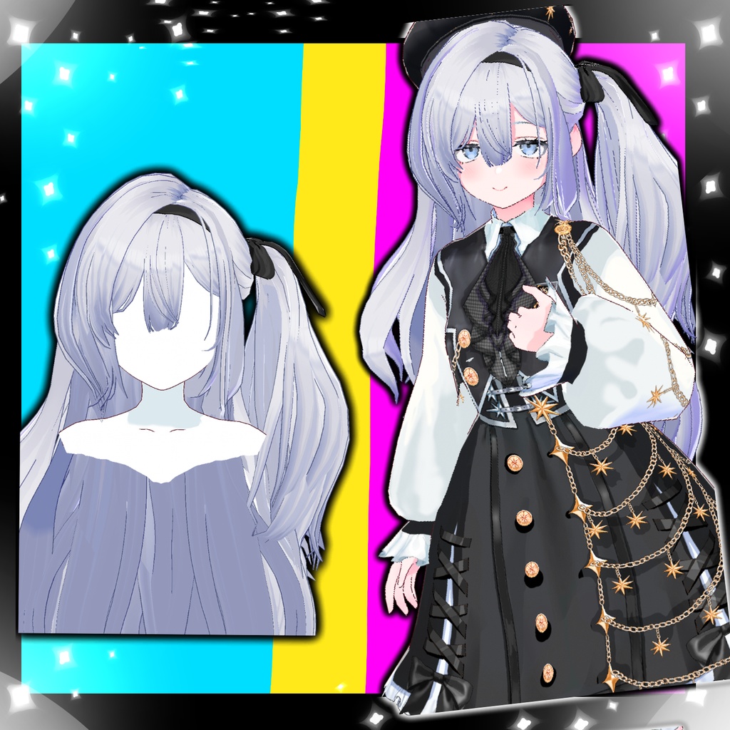 4/17修正［髪型 衣装 vroidファイル］星屑服+もこもこ髪