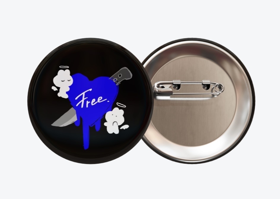 Freeな缶バッチ【Black】