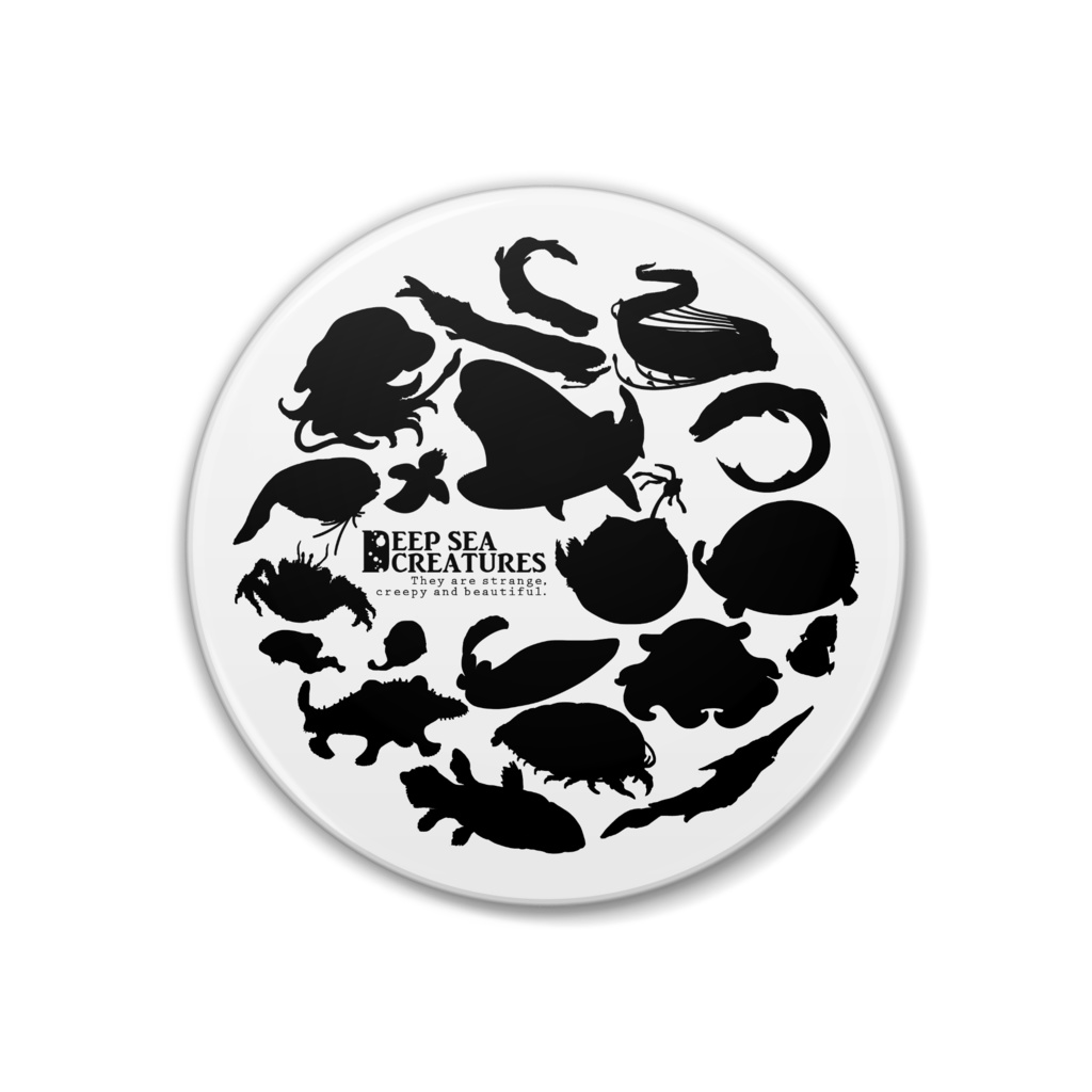 深海生物サークル (黒シルエット)  缶バッジ