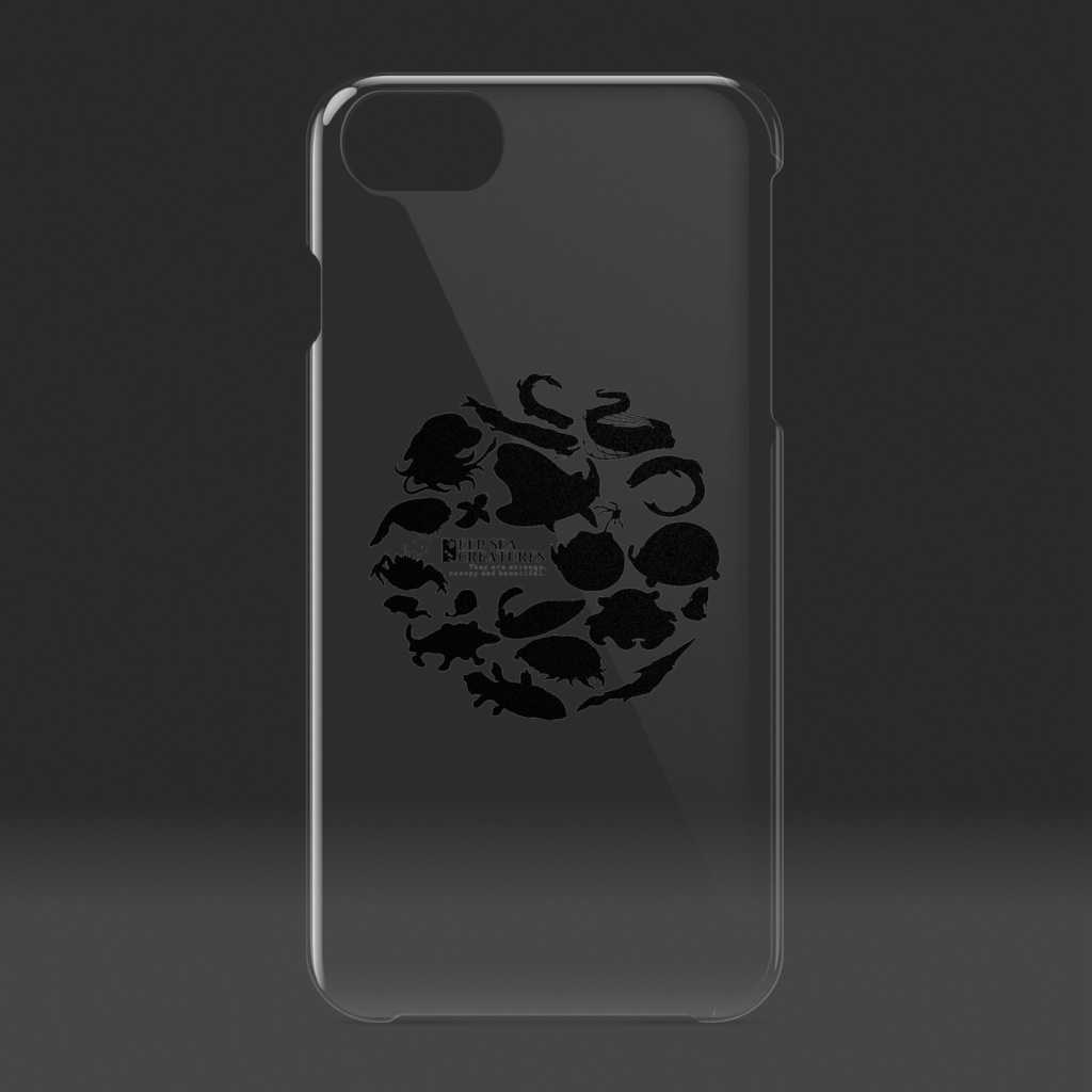 深海生物サークル (黒シルエット) クリアiPhoneケース