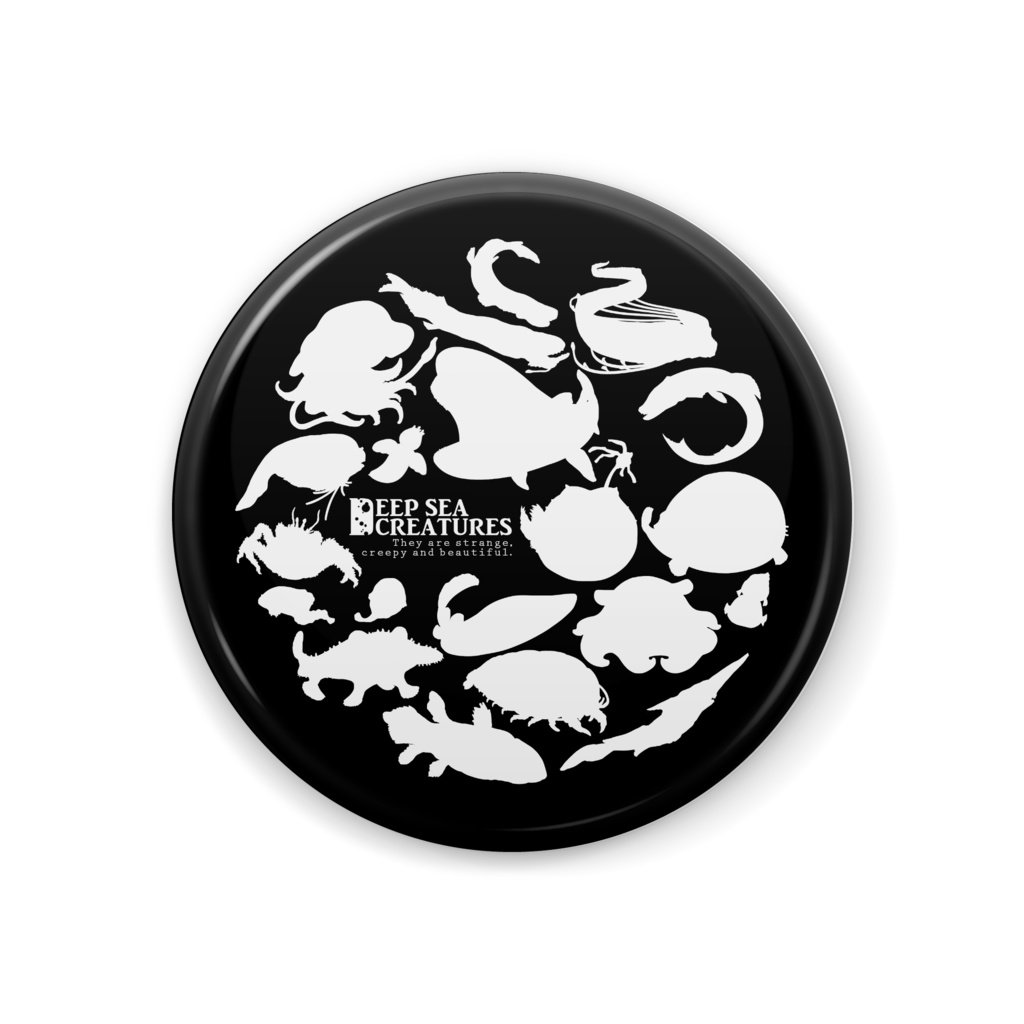 深海生物サークル (白シルエット) 缶バッジ