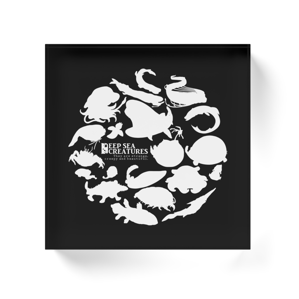 深海生物サークル (白シルエット) アクリルブロック