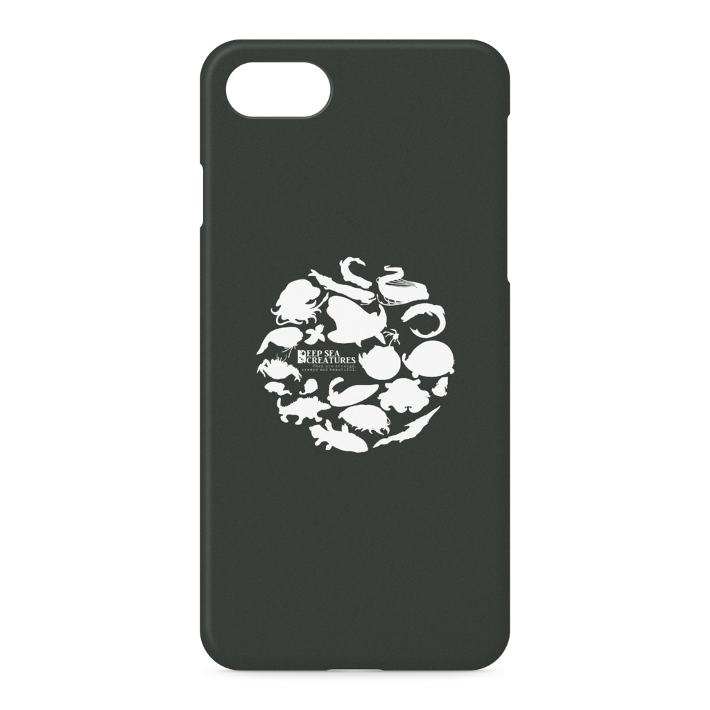 深海生物サークル (白シルエット) iPhoneケース