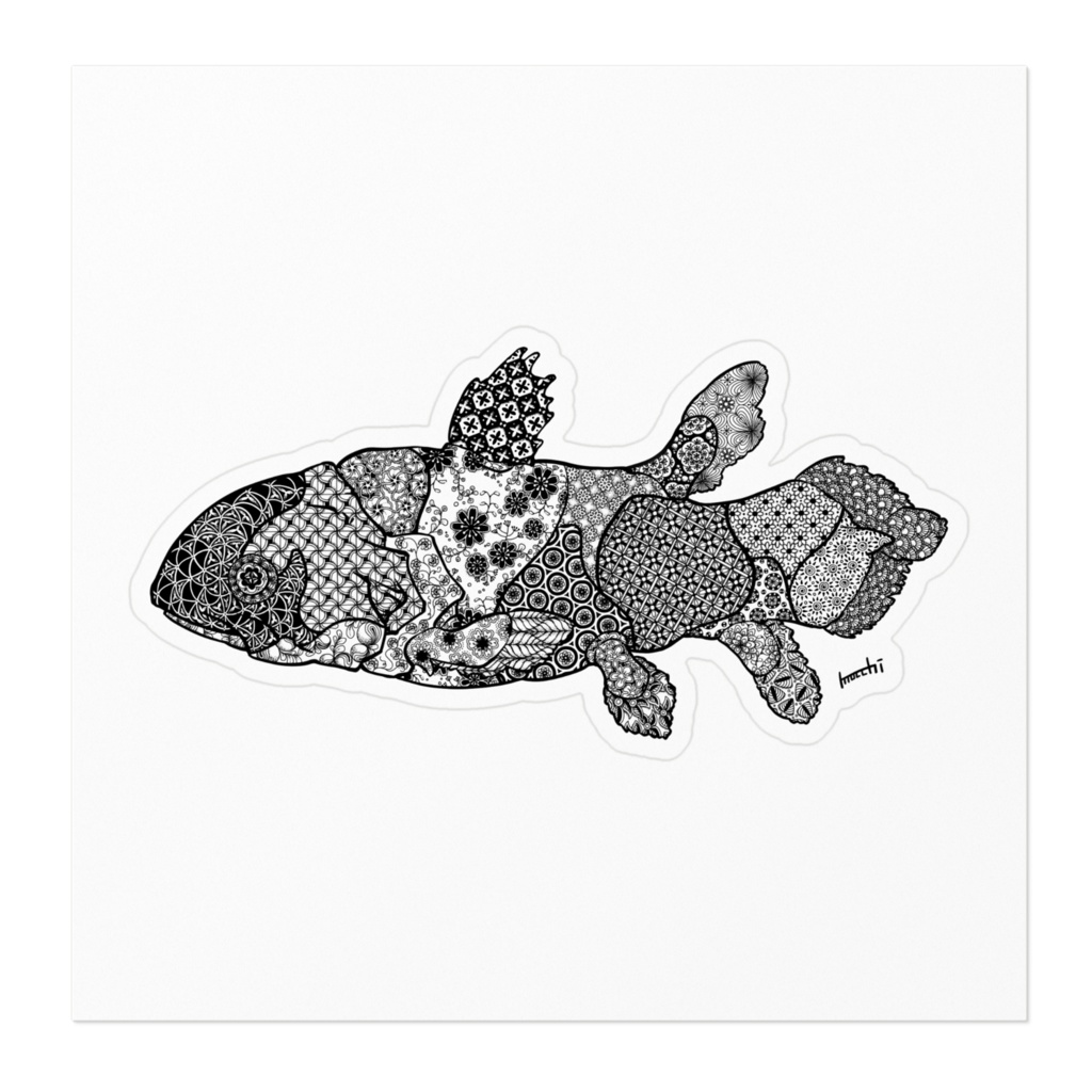 花とシーラカンス ステッカー
