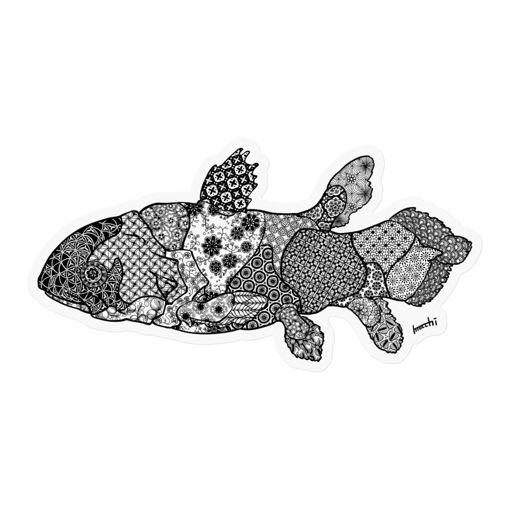 花とシーラカンス ステッカー