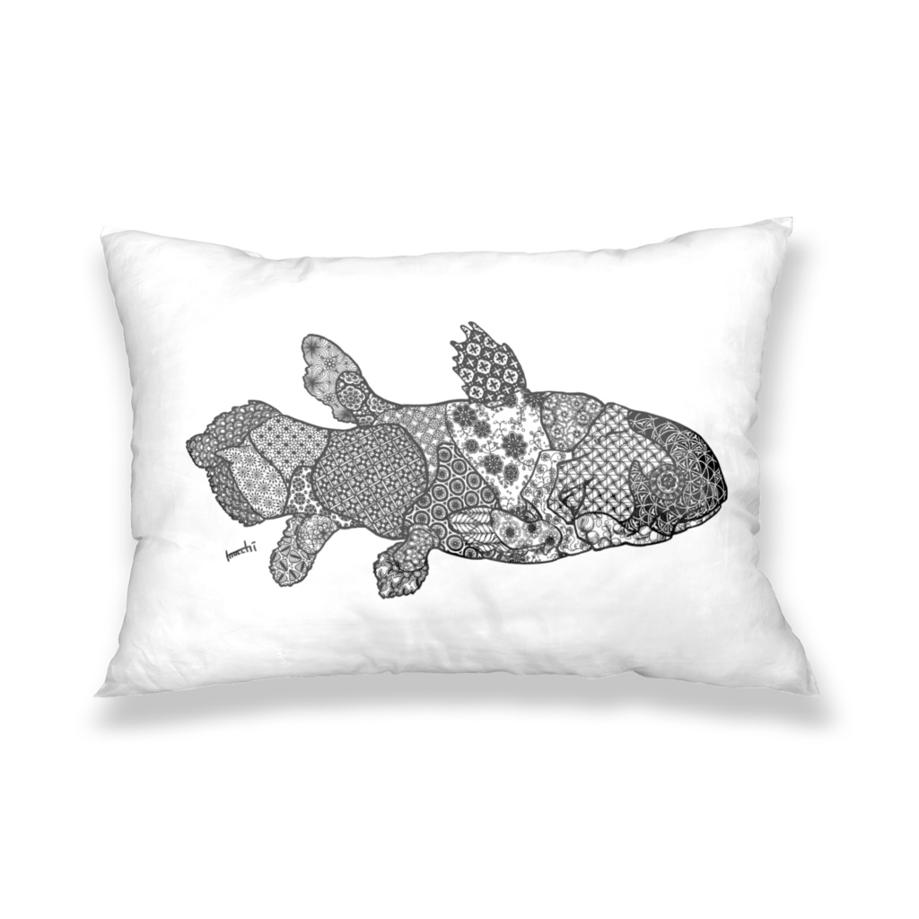花とシーラカンス 枕カバー