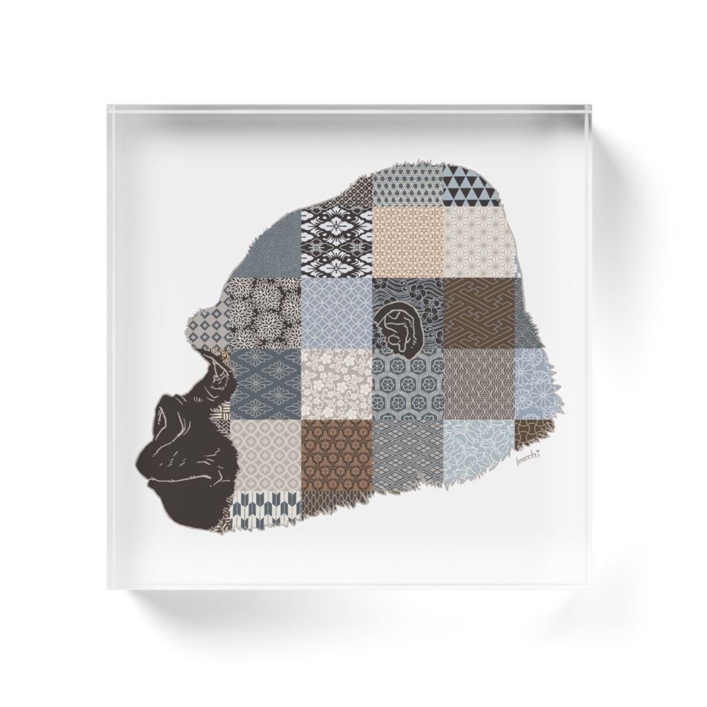 和柄とゴリラ アクリルブロック