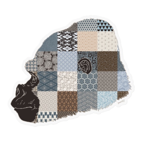 和柄とゴリラ ステッカー