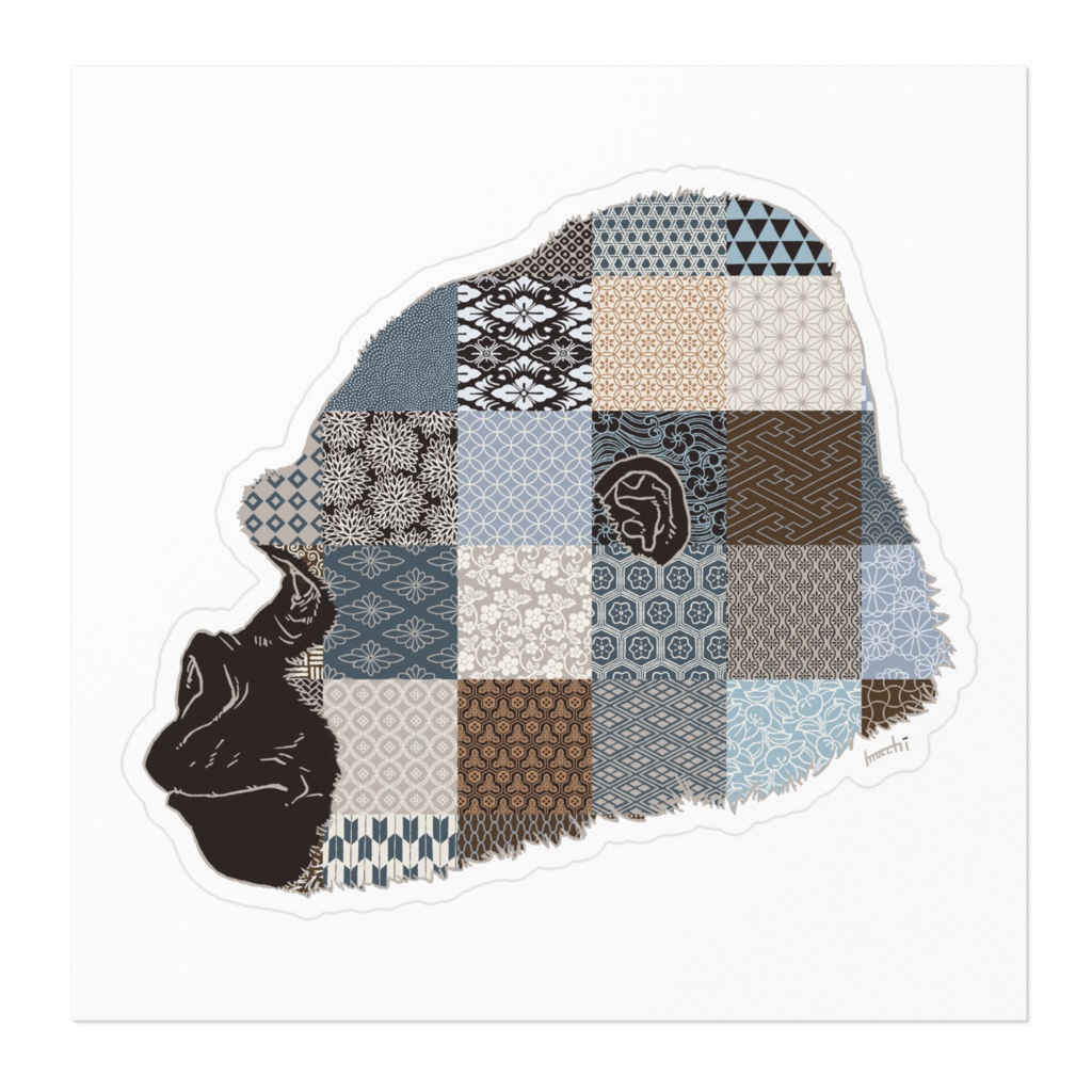 和柄とゴリラ ステッカー