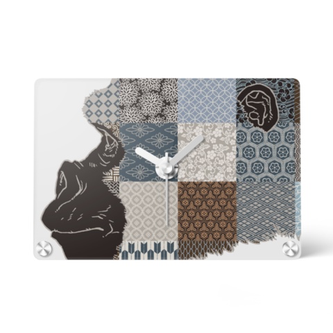 和柄と和柄とゴリラ アクリル時計